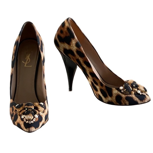 YSL Yves Saint Laurent leopard Shoes Heels